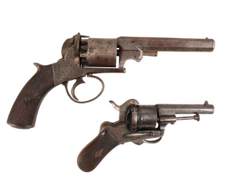 A MID-19TH CENTURY PISTOL with percussion action, steel shaped plate and barrel, the walnut stock with partial cross-hatching