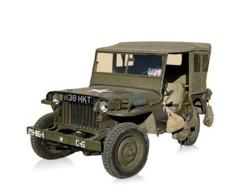 WILLYS JEEP 138 HKT in US Army livery, 29th Infantry Division vehicle, date of delivery plate 10th January 1942, serial no. 1