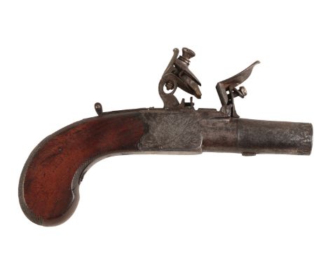 MORTIMER OF ST. JAMES, LONDON: AN EARLY 19TH CENTURY POCKET PISTOL the iron receiver engraved with the makers name within a t