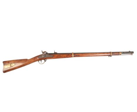 ANTONIO ZOLI: A 20 BORE BLACK POWDER MUZZLE LOADING RIFLE with walnut stock, brass trigger guard, steel ramrod and brass butt