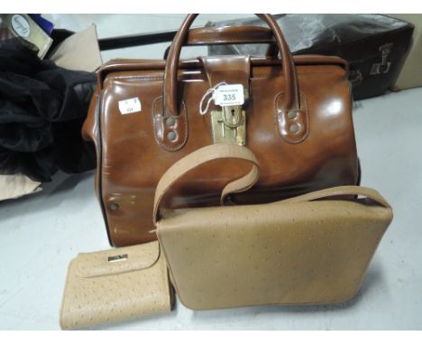 Two vintage bags, one large clasped doctors style bag approx 1950s and a ladies 'bagcraft of London' shoulder bag approx 1960