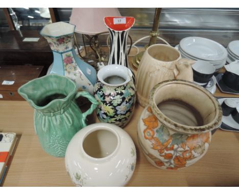 A selection of vintage ceramic vase including Beswick zebra stripe