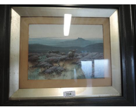 A framed oil on board, oil on canvas and print Highland cattle