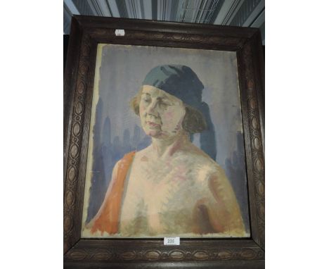 A framed portrait of a lady on canvas unsigned