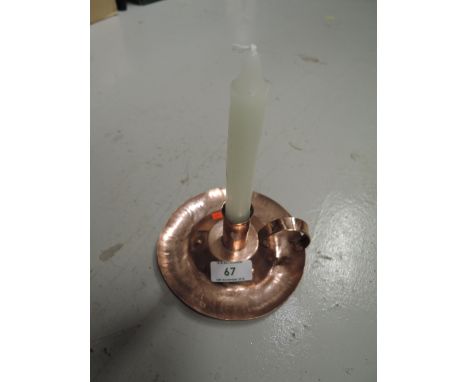 A vintage chamber candle stick holder copper with weighted lead