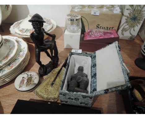 A selection of vintage oriental decorations including Satsuma ware