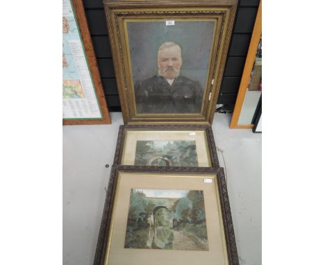 A selection of vintage original art works and carved wood frames