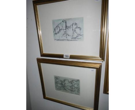 2 signed and dated Adrian Hill (1895-1977) pictures being a coloured pencil sketch (1976) and a  charcoal sketch (1975), imag