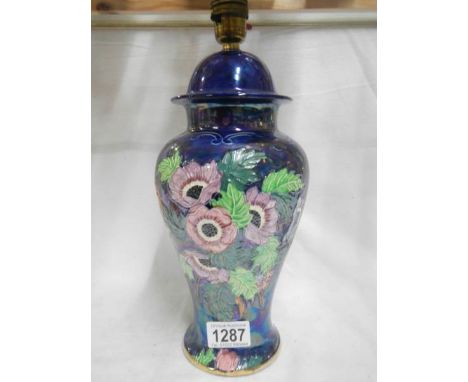 A Maling pottery table lamp, approx. 14"