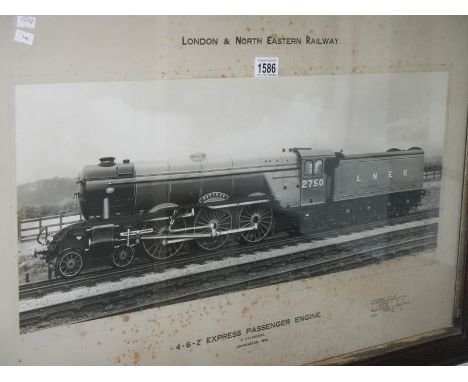A works photograph of LNER express passenger engine A1 class 'Papyrus' (Sister of Flying Scotsman), Doncaster 1928, in oak fr