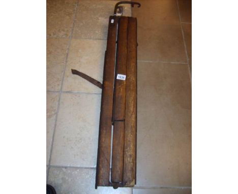 A WW1 triple folding oak and metal trench ladder marked 'Hodgkinsons Patent, Ambergate, Derby'