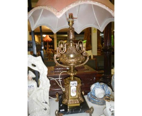 An ornate table lamp