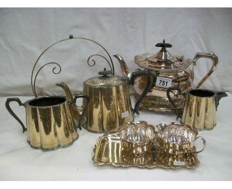 A good selection of silver plate including Victorian 3 piece tea service and Walker & Hall teapot