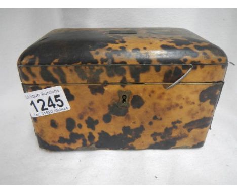 A Victorian tortoise shell tea caddy, a/f