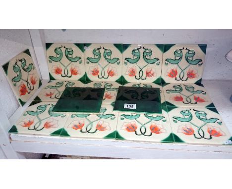 13 + 2 ceramic tiles with art nouveau decoration