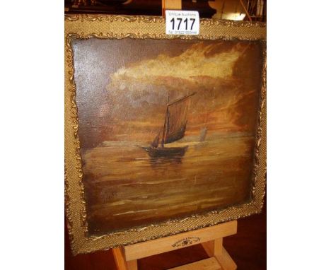 A 19th century oil on board seascape initialled M .P. imager 22.5cm x22cm