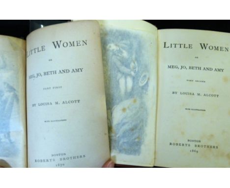 LOUISA MAY ALCOTT: LITTLE WOMEN OR MEG, JO, BETH AND AMY, PART FIRST - PART SECOND, Boston, Roberts Brothers, 1870, 1869, 2 v