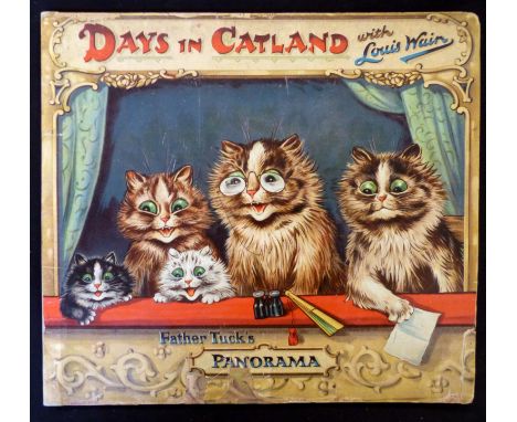 ARTHUR BURNABY: DAYS IN CATLAND WITH LOUIS WAIN PANORAMA, London, Raphael Tuck, circa 1903, folding concertina formed panoram
