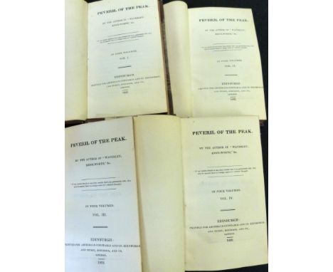 SIR WALTER SCOTT: PEVERIL OF THE PEAK, Edinburgh for Archibald Constable and London, Hurst Robinson, 1822, 1st edition, 4 vol