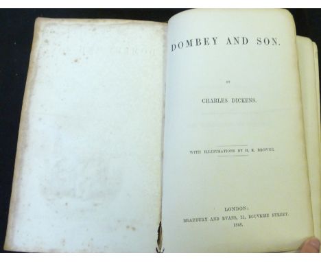 CHARLES DICKENS: DOMBEY &amp; SON, ill H K Browne, London, Bradbury &amp; Evans, 1848, 1st edition in book form, early issue,