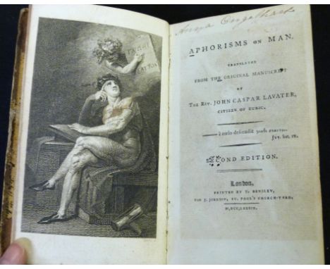 JOHANN CASPAR LAVATER: APHORISMS ON MAN, TRANSLATED FROM THE ORIGINAL MANUSCRIPT, London, T Bensley for J Johnson, 1789, 2nd 