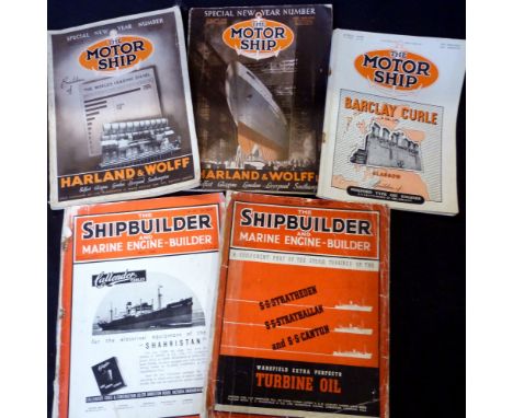 THE MOTOR SHIP, 3 issues, Jan 1938 No 216, Jan 1939 No 228 and April 1950 No 363, folio, original wraps + THE SHIPBUILDER AND