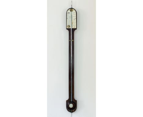 A 19th Century model stick barometer by M Carroll of Manchester with ivory scale, 92cm high