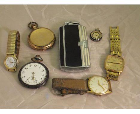 A collection of various watches to include gold plated pocket watch, anodised cased pocket watch, a Tissot gold plated cased 