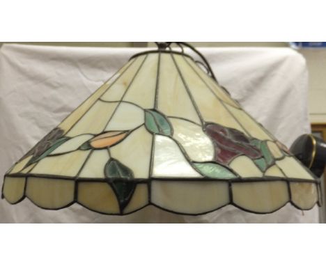 A coloured glass and leaded Tiffany style ceiling light