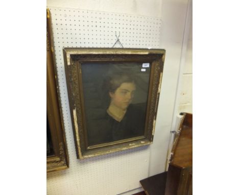 EARLY 20TH CENTURY ENGLISH SCHOOL "Young woman with brown hair", a portrait study, head and shoulders, oil on canvas, unsigne