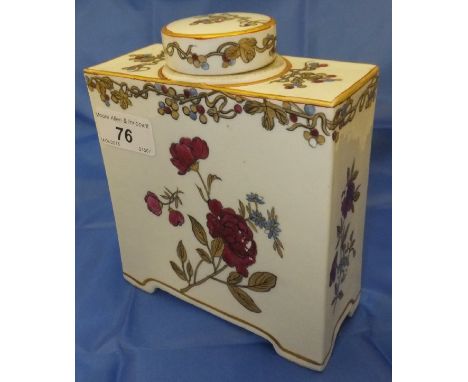 A 19th Century Chinese armorial tea caddy, bearing blue under-glazed and black over-glazed marks CONDITION REPORTS 16 cm high