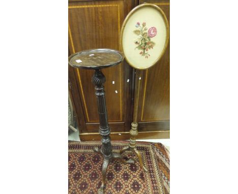 A late 19th/early 20th Century mahogany torchere stand on baluster and acanthus carved pedestal to cabriole tripod legs to ba