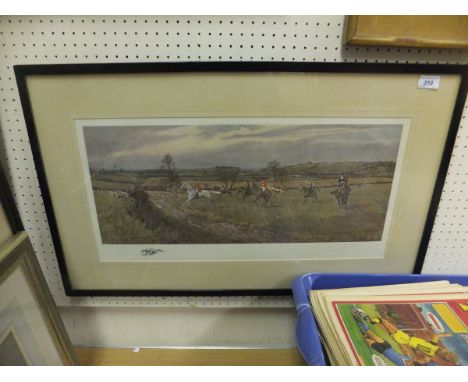 AFTER LIONEL EDWARDS "VWH 1927", a hunting scene, colour print, signed in pencil bottom left, AFTER F A STEWART "VWH Hunt", a