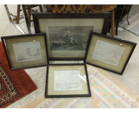 AFTER E R SMYTH (?) "Stag hunting in olden time", black and white engraving, together with two others similar and AFTER RICHA