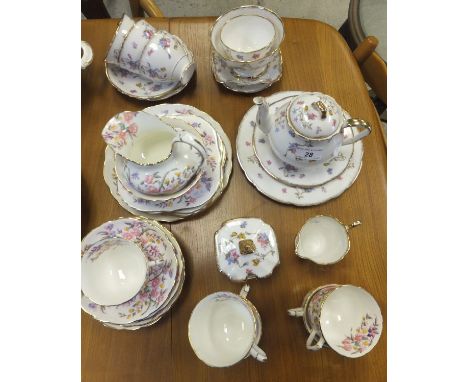 A collection of Hammersley "Hammersley Rose" pattern tea wares, together with a collection of Royal Stafford "Violets Pompado