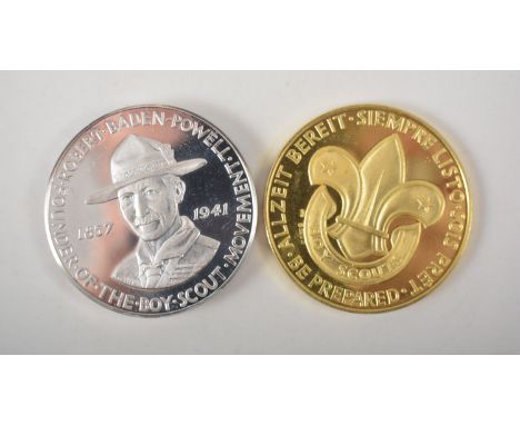 Two Robert Baden Powell medallions modelled by Geoffrey Colley, to commemorate the 25th anniversary of his death 1941-1966, o
