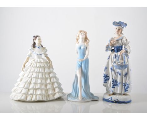 Royal Worcester figure, Bridesmaid 10cm, a Coalport figure Melanie, two others Donna and Dance of Dawn together with six othe
