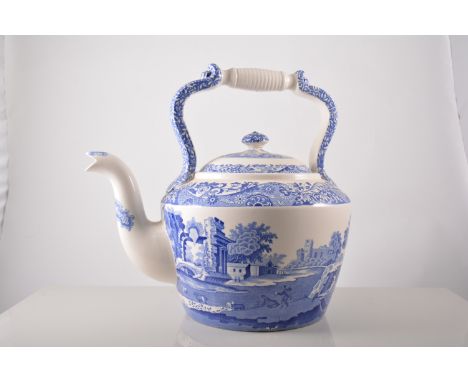 Spode Italian pattern printware kettle, 36cm, two Italian pattern jardinieres and other printware.