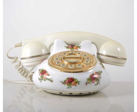 Royal Albert bone china telephone, Old  Country Roses and an Aynsley style vase shape lamp base, (2).