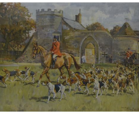 After Peter Biegel, The Hunt, colour print, pencil signed, 33cm x 41cm.