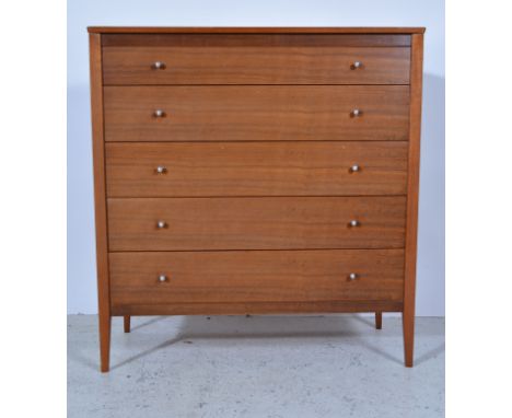 1960s mahogany bedroom suite, in the Gordon Russell style, comprising a double wardrobe, doors enclosing a shelf and hanging 