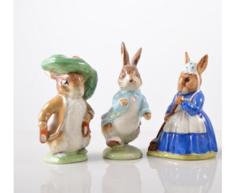 Collection of five Royal Doulton Bunnykins figures, Family Photograph, Tally Ho, Play Time, Sleigh Ride and Clean Sweep toget