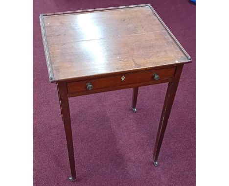 A small Georgian side table, on brass castors, single drawer with ivory escutcheon, height 69cm, together with a Victorian fi