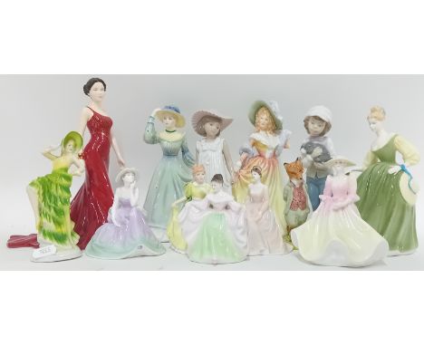 A collection of ladies figurines, to include two by Nao, Royal Doulton 'Fair Lady' and 'Katie', and others, also a Beatrix Po