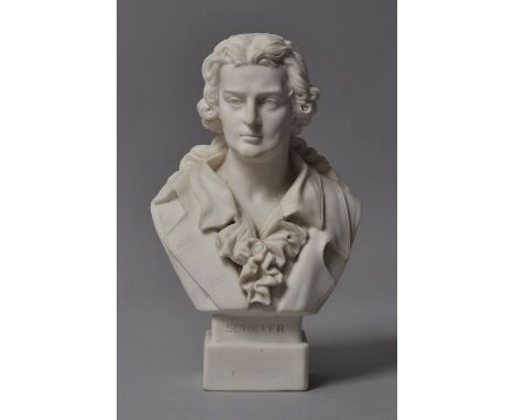 Büste Friedrich Schiller, 20. Jh.Bisluitporzellan, weiß. Blindprägemarke "R &amp; L" im Oval. H. 19 cm Bisque porcelain bust 