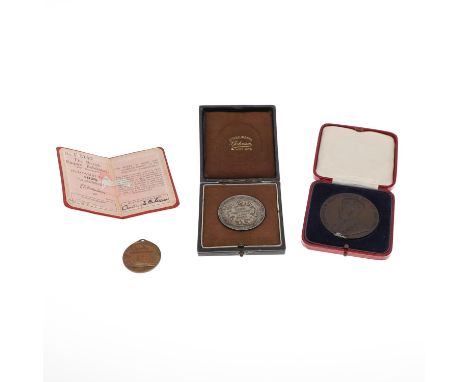 A British Empire Exhibition exhibitors medal 1925, Obverse, George V crowned bust, reverse figures depicting food, transport 