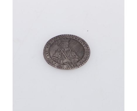 A small circular silver counter, Henry IV, portrait within 'Henricu the 4th King of England and France', reverse wit royal co