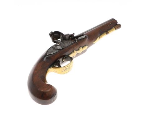 With a 14cm round barrel with stamped proof marks, the sideplate engraved 'Lett', the left side with engraved brass detailing