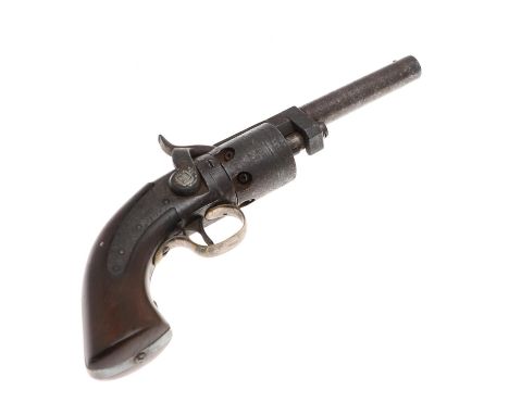 A six shot side hammer pocket percussion revolver, with a 10cm round barrel, marked to the top 'Mass Arms Co. Chicopee Falls'