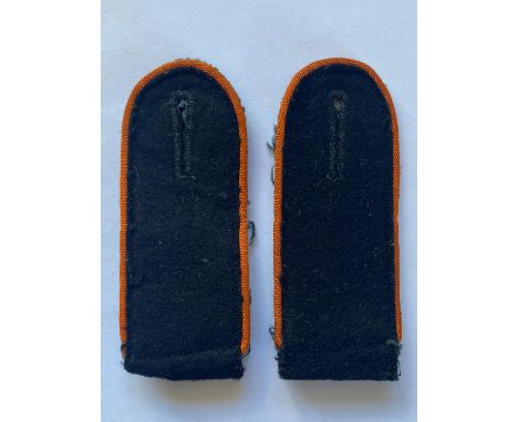A pair of Second World War German Waffen-SS shoulder Straps with black felt top side and fieldgrey to the bottom, with orange